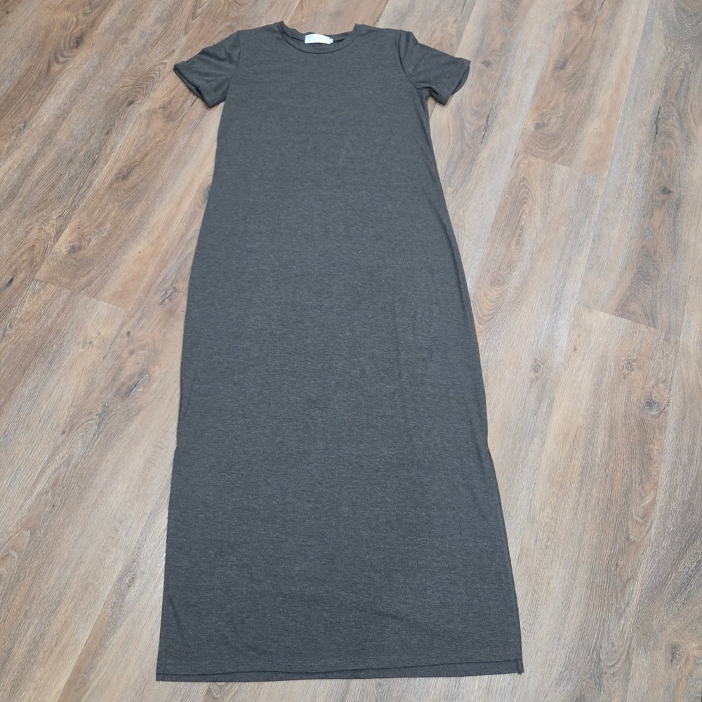 Sign Here Signature Clothing Womens Gray Cotton Blend Maxi T-Shirt Dress Large